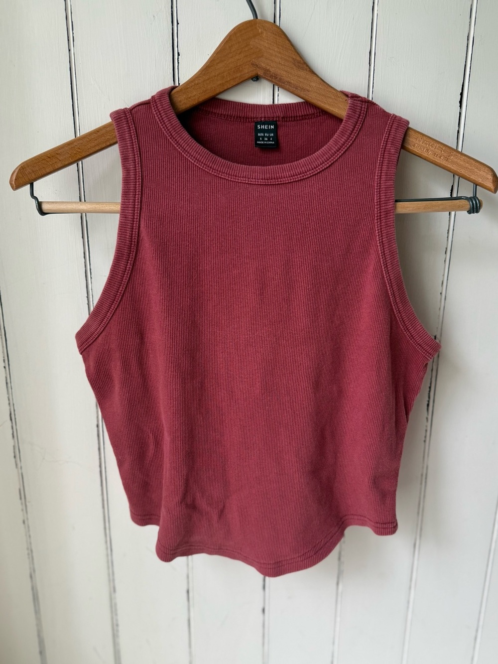 SHEIN Ribbed Pink Halter Top